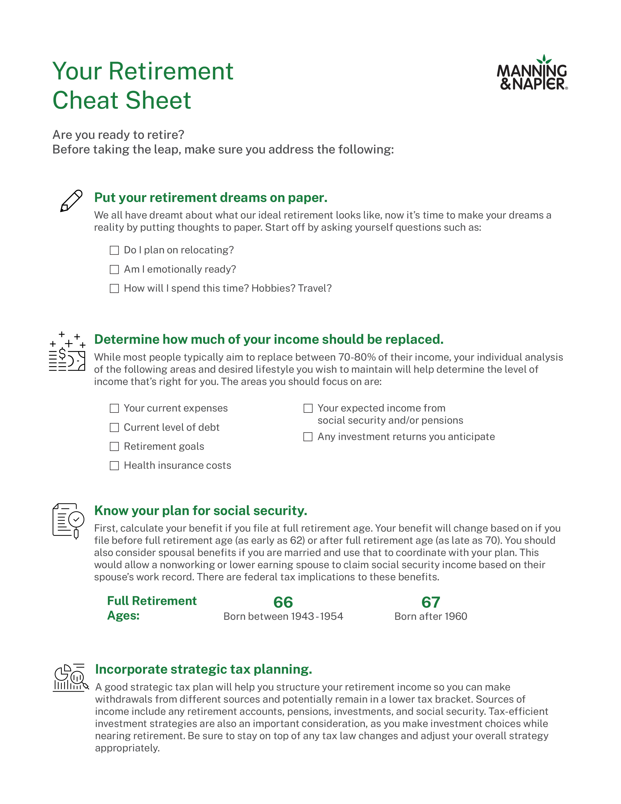 Retirement Cheat Sheet